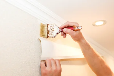 Pose de papier peint à la Chèvrerie — revêtements muraux et toiles de verre